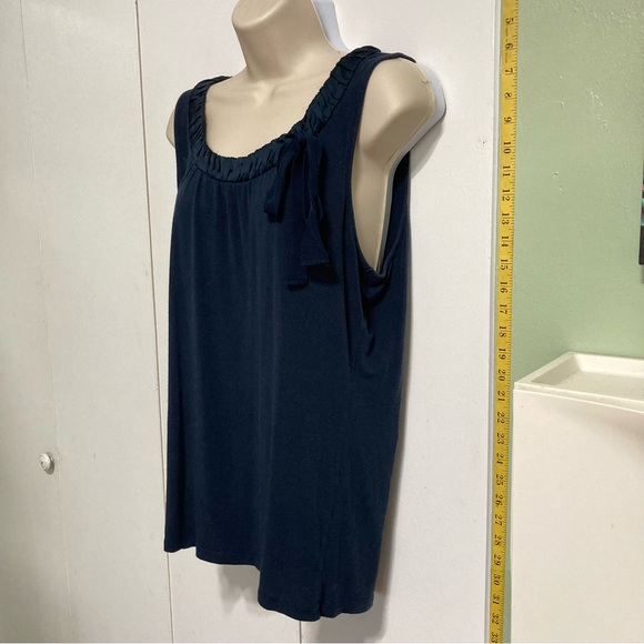 ANN TAYLOR Navy Dark Blue Layering Tank Blouse Bow Ribbon Detail Womens Large - Picture 4 of 11